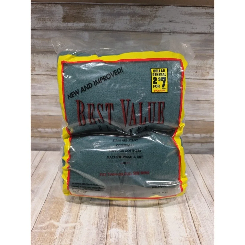 Best‎ Value Blanket Forest Green Fits Twin or Full Size Bed Made in USA NOS
